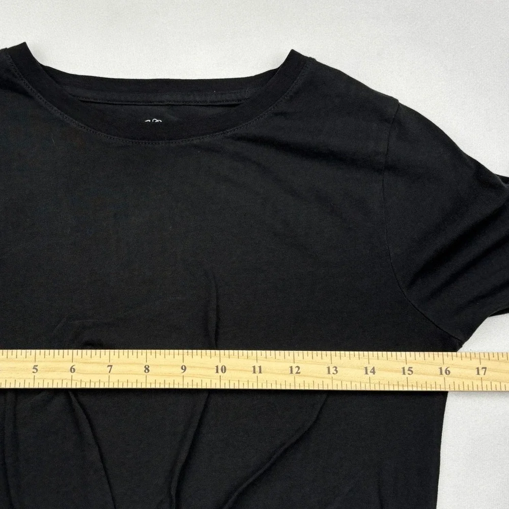 JCrew Womens Small Black Essential Tee Twist Front Long Sleeve Cotton Top BK307